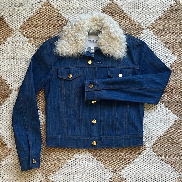10 Crosby Derek Lam Jackets & Blazers - Derek Lam 10 Crosby Blue Denim Jacket with Removable Shearling Collar - Size 00